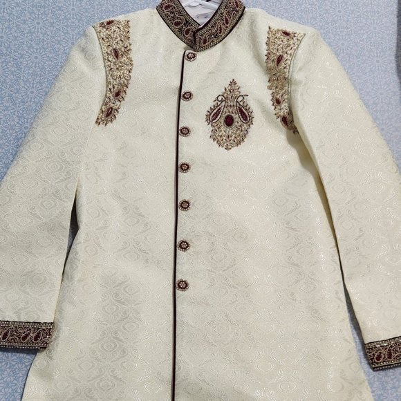 NEW Wedding Sherwani with Turban and Shoes - Picture 5 of 7